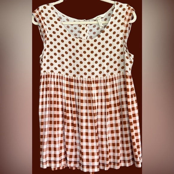 MATILDA JANE Rust/Cream Color Feeling Collegiate Babydoll Top, Size Small, GUC. - Picture 7 of 12